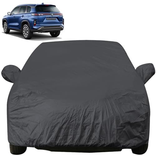 Image of Autofact Car Body Cover with Mirror Pockets Compatible for Maruti Suzuki Grand Vitara (Triple Stitched, Bottom Fully Elastic, Dark Grey)