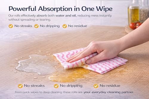Image of Non Woven Reusable & Washable Kitchen Towel Roll | Ultra Absorbent, Antimicrobial & Anti Odour for Spotless Cleaning | Quick Dry Multi Purpose Hand or Machine Washable (3 Rolls, Upto 120 Pulls)