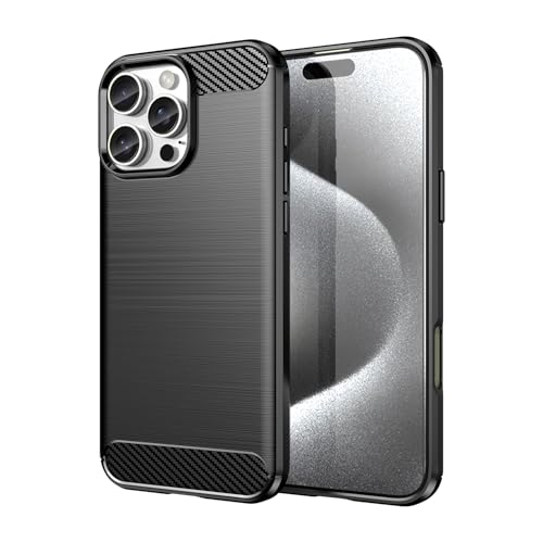 Coque iPhone 16 Pro Max noire carbone antichoc et anti-rayures 2024