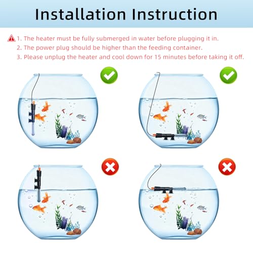 Image of HiTauing Aquarium Heater 25W /50W /100W /200W /300W, Adjustable Knob Fish Tank Heater with Digital Thermometer, Submersible Betta /Turtle Tank Heater for Freshwater and Saltwater Tanks
