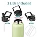 Konokyo 32 oz Insulated Water Bottle Stainless Steel Sport Bottles with 3 Lids,Macaron Green