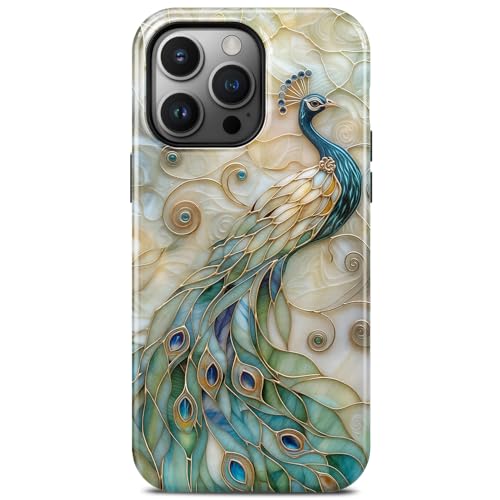 Coque iPhone 14 Pro paon magnétique fine et antichoc haute finition