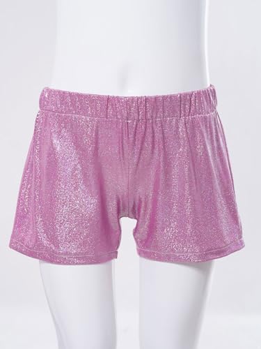 Girls Kids Dance Athletic Shorts Sparkle Metallic Glitter Tumbling Bottoms for Workout Fitness Gymnastics3