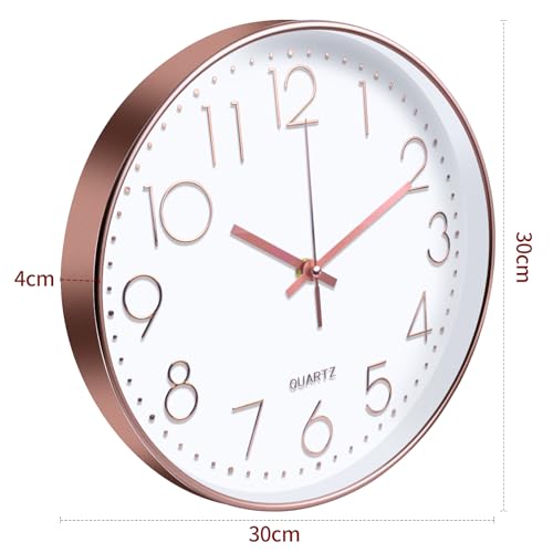 Wall Clock 12 Inch Non-ticking Silent,round shape without ticking, decorative wall clock, high precision, easy to read, suitable for office, living room, kitchen - Cosy Home Interiors Wall Clock 12 Inch Non-ticking Silent,round shape without ticking, decorative wall clock, high precision, easy to read, suitable for office, living room, kitchen - Image 2