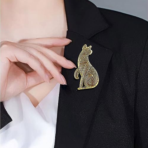 Image of Sitting Cat Brooch Pin for Women Girls Fashion Cute Textured Abstract Kitten Animal Brooches Lapel Pins Unisex Christmas Holiday Festival Hat Bag Suit Dress Accessories Jewelry Gift for Pet-lover
