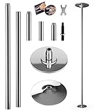 Giantex – Palo Pole Dance, Asta per Pole Dance Statica, Asta Girevole da Danza, Palo da Spinning per Esercizi Domestici, Palo da Ballo Rotante Fisso Portatile, Regolabile in Altezza da 2,25 a 2,74 m