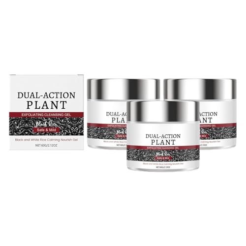 Exfoliating Black Rice Cleaning Gel, Face And Body Rice Ampoule Exfoliating Peeling Gel, Deep Cleansing Softening, Facial Scrub And Mud Rubbing Cream for All Skin Types (3pcs, 60g)