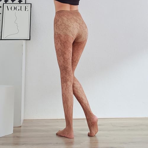 Image of Sahabowi Fishnet Pantyhose For Women Sheer High Waist Tights Control Top Mesh Stockings, Pantyhose12