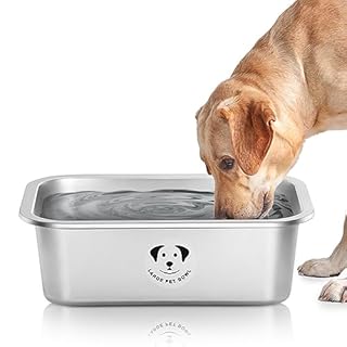 Stainless Steel Dog Bowls for Large Dogs, High Capacity Metal Dog Food Bowls, Food and Water Bowl for Larges, X-Large, and Big Dogs 1.25 Gallons