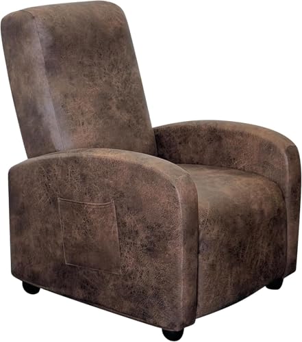 Image of molasofa Recliner Chair Cover Small Size - 4 Piece Leather Like Extra Small Recliner Chair Cover Stretch Recliner Slipcover for Lazy Boy Wide Recliner Chair Washable (Brown)