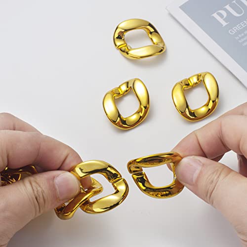 80s 90s Hip Hop Costume Jewelry Gold Chain for Women Men Gold Acrylic Chain Rapper Faux Gold Chain Necklace Costume Accessory3