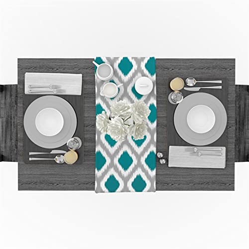 Chemin de table moderne vert déco mariage Noël lin coton 46 x 183 cm