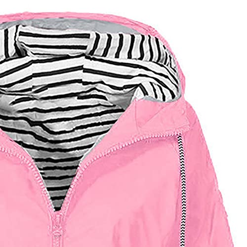 Long Long Sleeve Raincoat For Women Vacation Classic Summer Solid Color Hoodies Raincoat Windproof Buttons Fit Polyester Raincoat Women Pink #TOP2