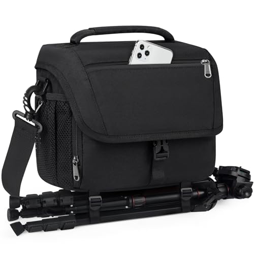 RAINSMORE Kameratasche Spiegelreflex DSLR SLR Fototasche Groß mit Regenschutzhülle Taschen für Fotografen Kamera Objektive Zubehör Schwarz
