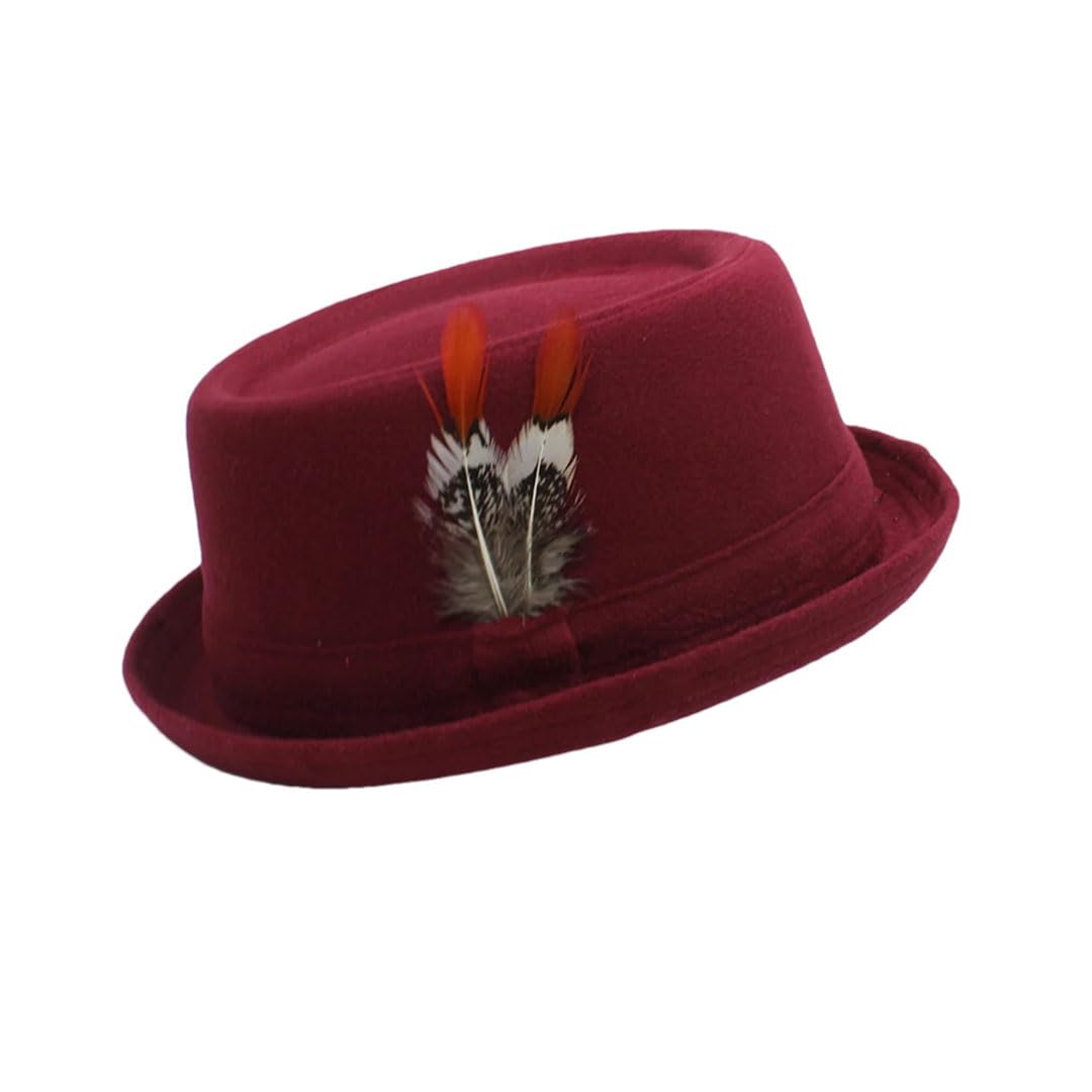 Cappello classico da uomo e da donna, in misto lana e piuma, stile street style