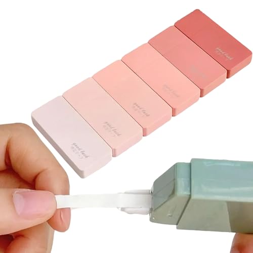 QEZEZA 修正テープ 6点セット 幅5mm 使い切りタイプ 軽いタッチ 高密着テープ 8m 子供用 女の子 男の子 小学生 学校やオフィス用品に最適 修正テープ ミニ(グラデーションピンク)