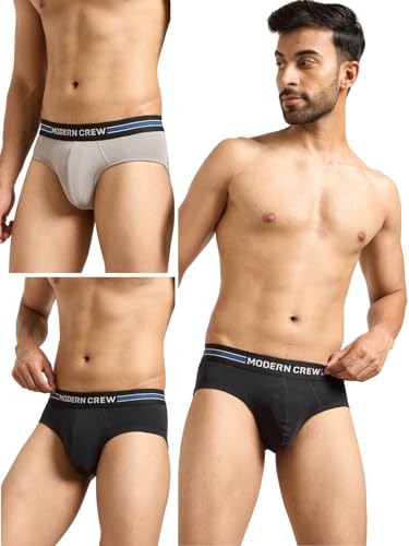 Image of Modern Crew CoolSense Cotton Briefs for Men| Super Combed Cotton with Stretch, Stay 3 Degrees Cool & Fresh, Anti-Bacterial| Microfiber Waistband