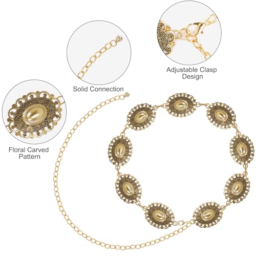 Western Chain Belt for Women Cowgirl Waist Metal Concho Belts for Dresses Jeans3