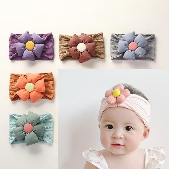 Image of BAKEFY - 3 Pcs Baby Flower Headbands Baby Girls Nylon Headbands Soft Hairbands Hair Accessories for Newborn Infant Toddler Kids