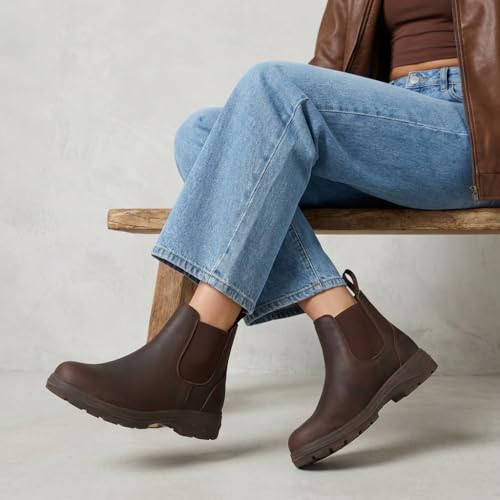 Image of CUSHIONAIRE Women's Britain Chelsea Boots, Soft Vegan Leather, Non-Slip Sole, Memory Foam, Back Pull Tab, Ankle Boots for Women, Wide Widths