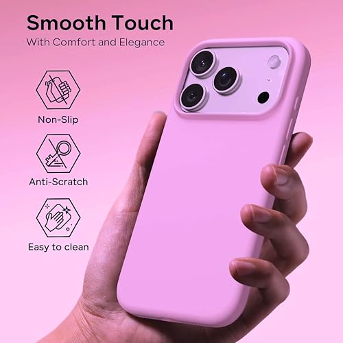 Image of SBMS Silicone Case for iPhone 17 Pro 6.3-Inch, Silky-Soft Touch Full-Body Protective Phone Case, Shockproof Back Cover for iPhone 17 Pro (Hot Pink)