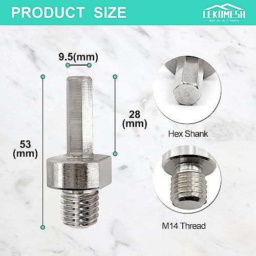 Adapter M14 Male Thread to HEX Shank for Core Drill Bit,LEKOMESH 2PCS Diamond Drill Bit Adapter for M14 Connection Hexagonal,Diamond Hole Saw Adapter Fitted On Hand Drill or Benchtop drills - Image 2