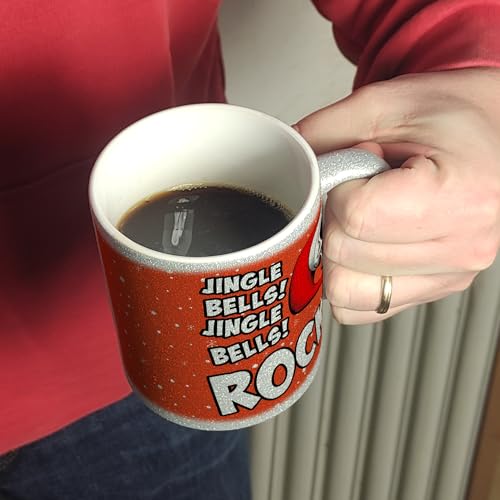 speecheese Jingle Bells Rock Weihnachten Glitzer-Kaffeebecher mit Totenkopf