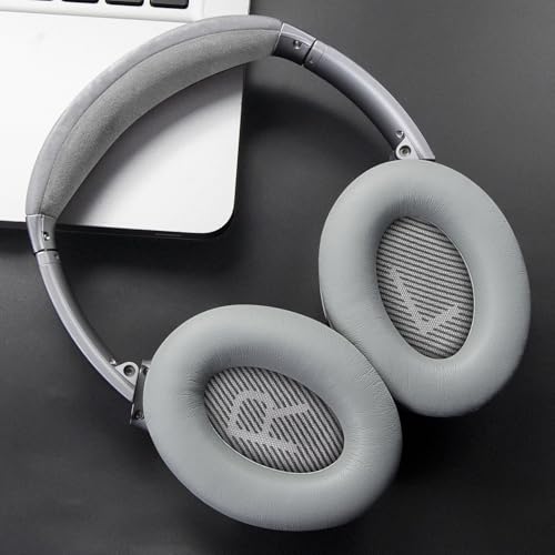 SoloWIT Professional Earpads Cushions for Bose QuietComfort 35 (QC35) and Quiet Comfort 35 II (QC35 II) Over-ear Headphones, Ear Pads Replacement with Softer Leather, Noise Isolation Foam - PL Silver