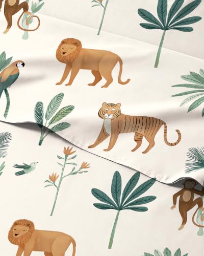 Image of Kids Twin Size Safari Bed Sheets - 3 Piece Kids Safari Sheet Set - Wild Animal Bedding - Ultra-Soft, Cute & Cozy - Breathable & Machine Washable - Adventure Bed Set for Boys, Girls, Teens & Toddlers