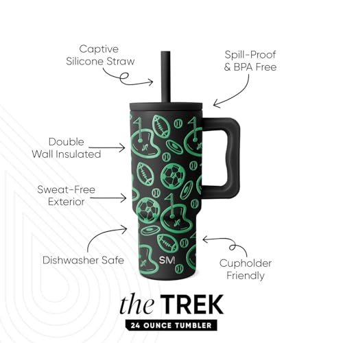 Image of Simple Modern Dude Perfect Kids 24 oz Tumbler with Handle and Silicone Straw Lid | Spill Proof and Leak Resistant | Reusable Stainless Steel Bottle | Gift for Kids | Trek Collection | Neon Sports