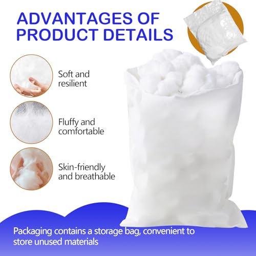 1500g/52.9oz Polyfill Stuffing for Stuffed Animals,Toys, Cloud Decorations, and More Crafts - Hypoallergenic Soft Pillow Filling Stuffing, High Resilience Fill Fiber, Machine Washable, Natural White