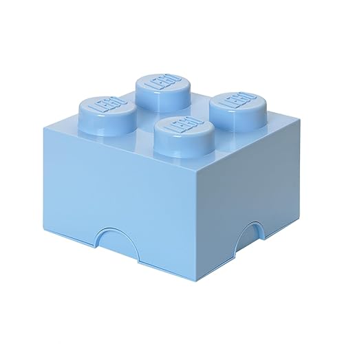 Room Copenhagen, LEGO Brick Box Stackable Storage Containers - Decorative Organizational Building Blocks for Kid’s Toys and Accessories - 9.84 x 9.84 x 7.09in - Brick 4, Light Royal Blue - Light Royal Blue