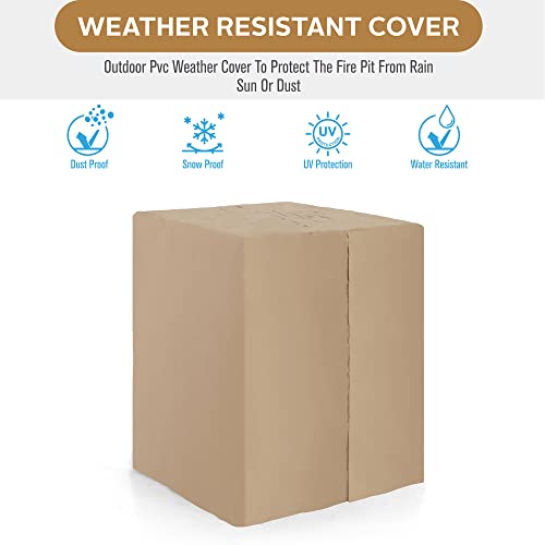 Sophia & William 18" Outdoor Gas Fire Pit Propane Fire Column 30,000 Btu Electronic Ignition Firepit For Patio Garden Backyard With Lava Rocks And Weather Cover, Antique Dark Grey #TOP2