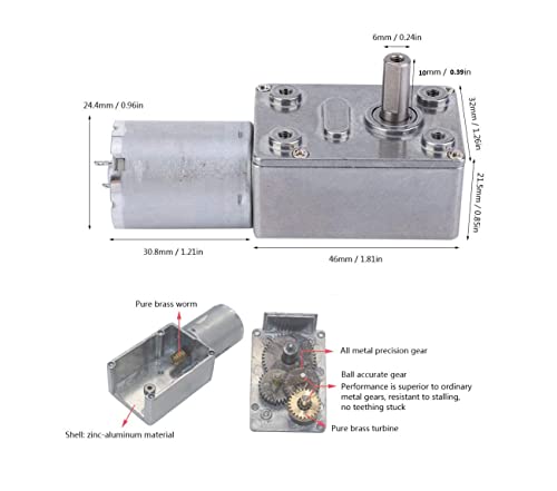Image of INVENTO 1pcs 5V - 12V 10 Kg-cm 60 RPM DC Motor Worm Geared Gearbox High Torque with 12V - 40V 10A PWM DC Motor Variable Speed Controller