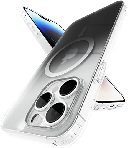 Image of eller sante Zurich MAGPRO Gradient Colored for iPhone 14 Pro Case Cover, Transparent, 6 Feet Drop Protection, Shockproof, Scratch Resistant, Slim, Compatible with MagSafe Back Cover - Grey