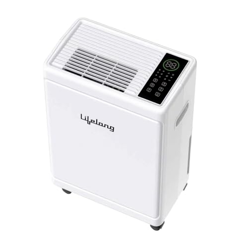 Image of Lifelong DrySense 12L Smart Compressor Dehumidifier for Home (Up to 200 Sq Ft) | 12L /D Capacity, Smart Humidistat, Laundry Mode, 245W Power, 2.2L Tank, 1m Continuous Drain Pipe & Castor Wheels