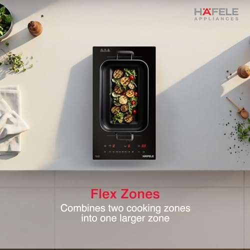 Image of Hafele Nero 30cm Built-in Induction Hob | 3500W | Flex Zones | Slider Touch Control | Power Boost | 2 Zones