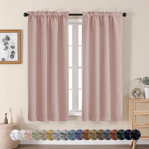 Aiyufeng Blush Blackout Curtains for Bedroom 63 Inch Length 2 Panels Set, Nursery Thermal Insulated Energy Saving Rod Pocket Window Treatment Curtains...