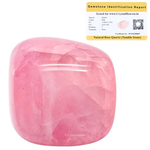 Image of Certified Star Rose Quartz Crystal Healing Tumbled Stone, Natural Polished Crystals for DIY Crafts, Manifestation, Meditation, Pooja Feng Shui and Reiki Healing (30 Grams)