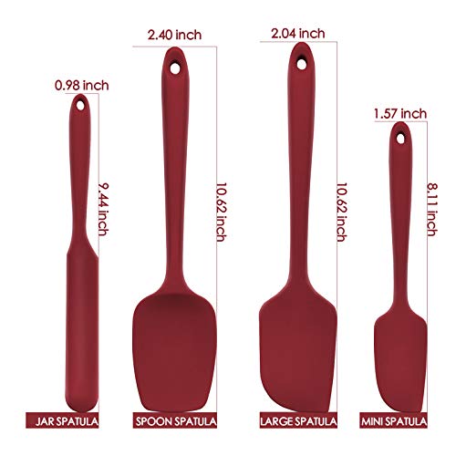 U-Taste 480ºF Heat-Resistant Silicone Spatula set- Seamless One Piece Design, Non-Stick Silicone Rubber with 18/8 Stainless Steel Core (Red)