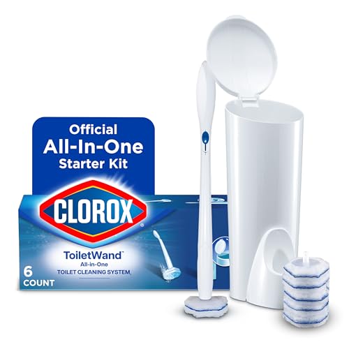 Clorox ToiletWand Toilet Cleaning Kit, ToiletWand, Caddy and 6 Refills, Pack of 6 (Pack May Vary)