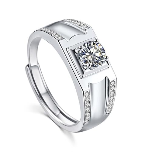 Bague de fiançailles moissanite ronde en argent 925 alliance femme