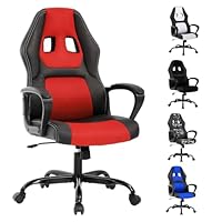 Red Gaming Chair for Kids, Ergonomic Office Chair Computer Chair with Adjustable High Back & Armrest, PU Leather Gamer Chair with 360°Swivel, Heavy Duty Gaming Chairs for Adults, Teens