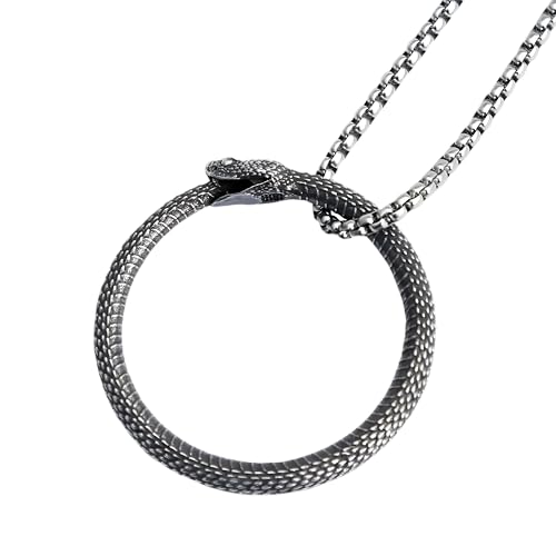 Punk Vintage 316L Stainless Steel Ouroboros Snakes Pendant For Men Vikings Animal Necklace Gothic Party Jewelry Gifts-T107