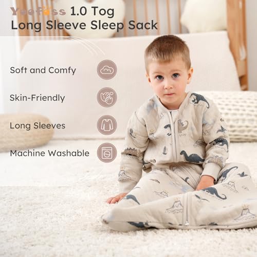 Image of Yoofoss Baby Sleep Sack 18-24 Months 1.0 Tog Long Sleeve Organic Cotton | Wearable Blanket for Toddlers 2-Way Zipper Quilted Sleeping Sacks(X-Large)