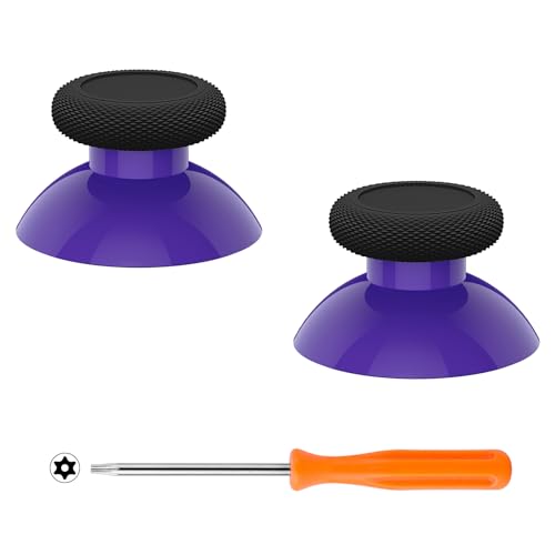 eXtremeRate Replacement Thumbsticks for Xbox Core Wireless Controller, Joysticks Repair Kit for Xbox Series X/S Controller, Custom Analog Stick Buttons for Xbox One S/X/Elite - Purple &amp; Black