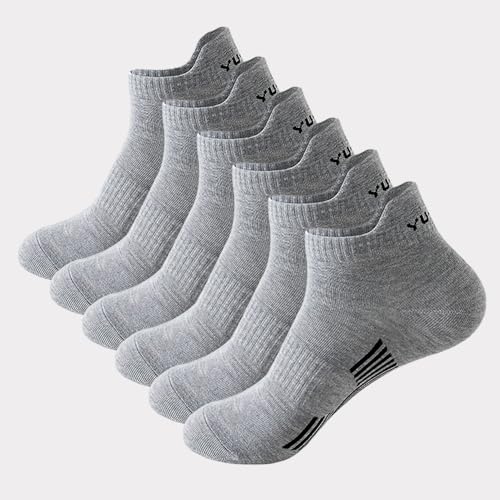 Unisex Sports Socks Set of 6 - Moisture Wicking, Durable Athletic Crew Socks in Black, White, Grey, Blue, Orange, Green