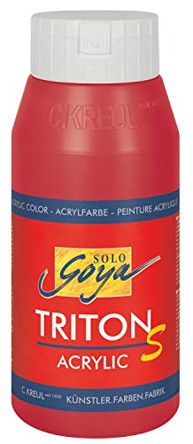 KREUL 17305 - Solo Goya Triton S peinture acrylique carmin, flacon de 750 ml, séchage rapide avec effet brillant, peinture à base d'eau, qualité studio, bon pouvoir couvrant et bon rendement