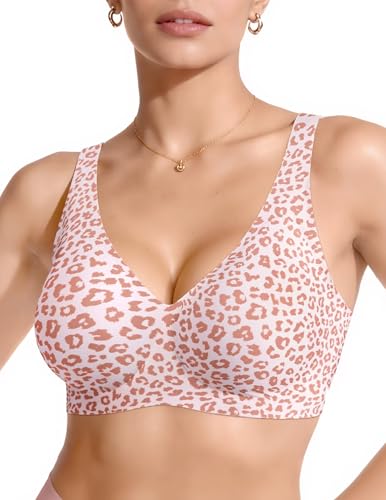 Image of Vertvie Jelly Wireless Bras for Women Push Up Plunge Seamless T-Shirt Bras No Underwire Supportive Full Coverage Bralettes