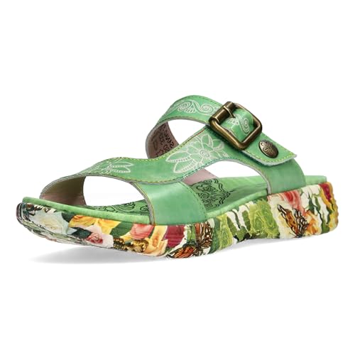 LAURA VITA Mules en Cuir pour Femmes SANAO 51, Pointure:40 EU, La Couleur:Vert